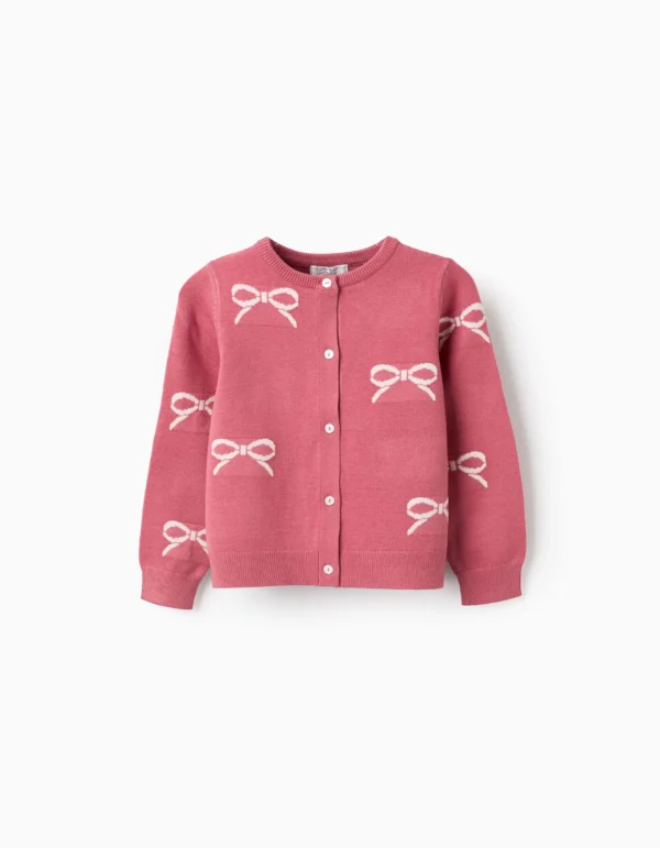 Chaqueta Punto Jacquard Lazos Rosa. Zippy