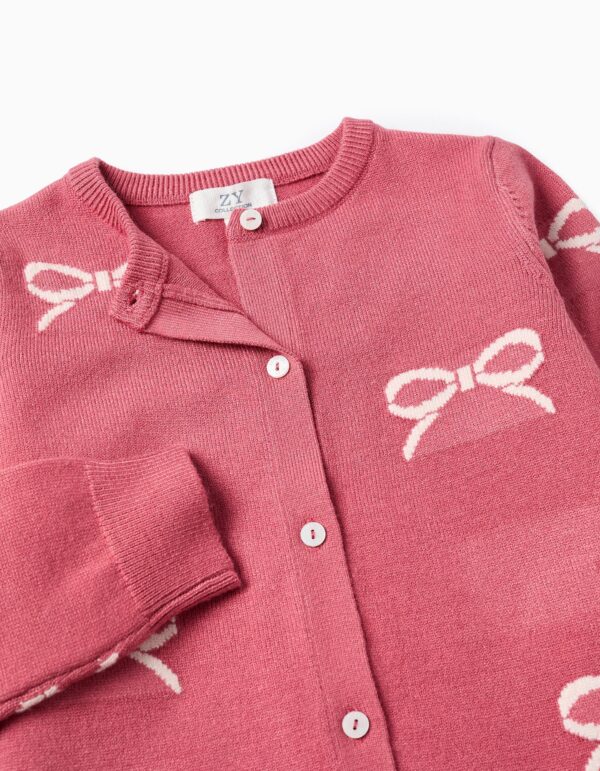 Chaqueta Punto Jacquard Lazos Rosa. Zippy - Imagen 3