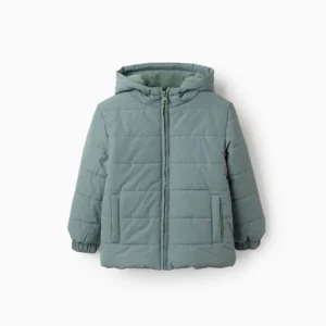 Chaqueta Acolchada Capucha Forro Polar Verde. Zippy
