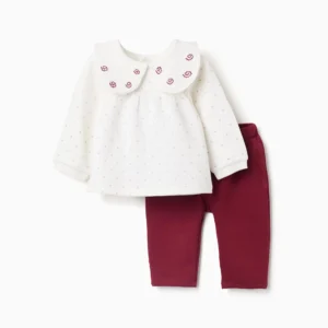 Sudadera + Pantalón Perchados blanco/burdeos. Zippy