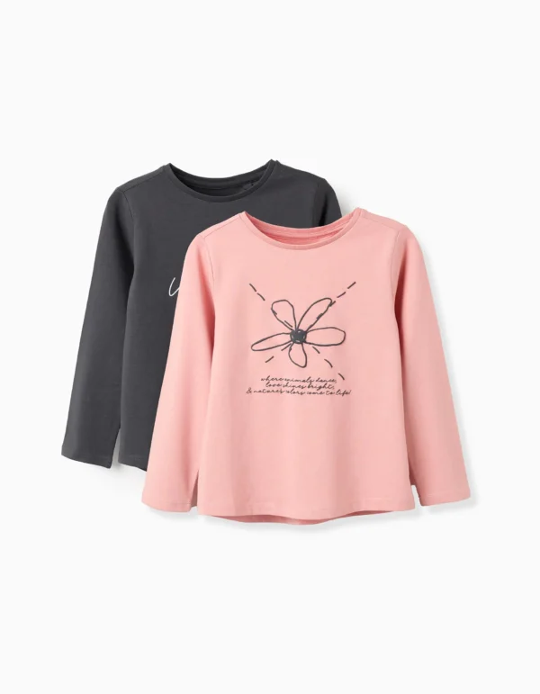 Lote 2 Camisetas Manga Larga 'Flower'. Zippy