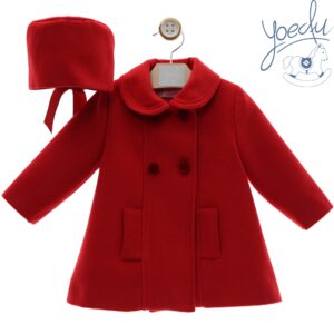 abrigo paño con capota rojo yoedu