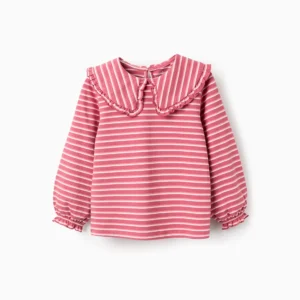 Camiseta a Rayas con Cuello Maxi y Volantes Zippy