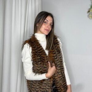 Chaleco Pelo Sintético Animal Print Marrón