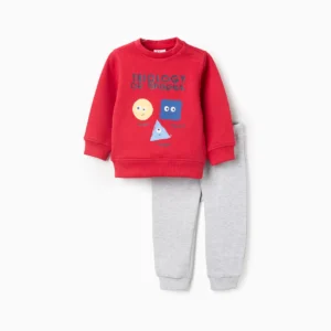 Chándal Perchado para Bebé Niño 'Shapes' Rojo/Gris Zippy