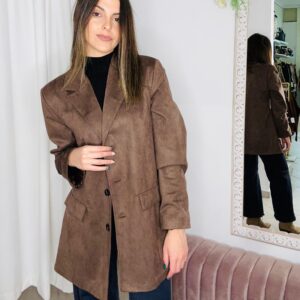 Chaqueta Larga de Antelina Suave para Mujer