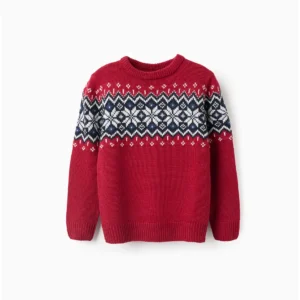 Jersey de Punto Jacquard de Navidad para Niño Rojo Zippy