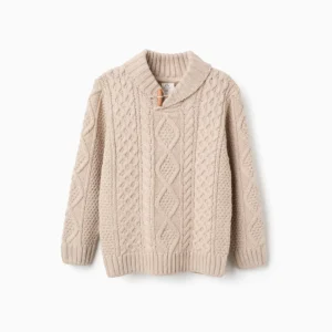 Jersey de punto grueso trenzado para niño beige Zippy