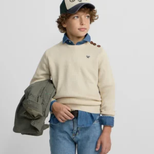 Jersey kids liso botones beige Silbon