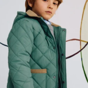 Parka Acolchada con Capucha Desmontable Verde Oscuro Zippy