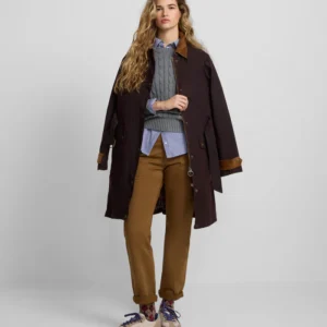 Parka larga encerada marrón Silbon