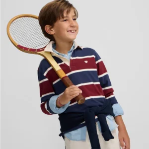 Polo kids Clasico Rugby rayas burdeos Silbon