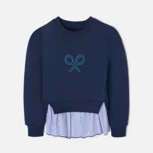 Sudadera Girl Combinada Volante Marino Silbon