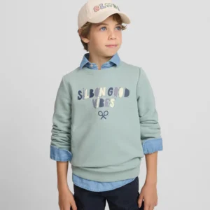 Sudadera kids Good Vibes verde Silbon