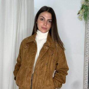 Chaqueta Bomber Camel Bordados