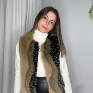 Chaleco de Pelo Sintético Bicolor con Estampado Animal Print