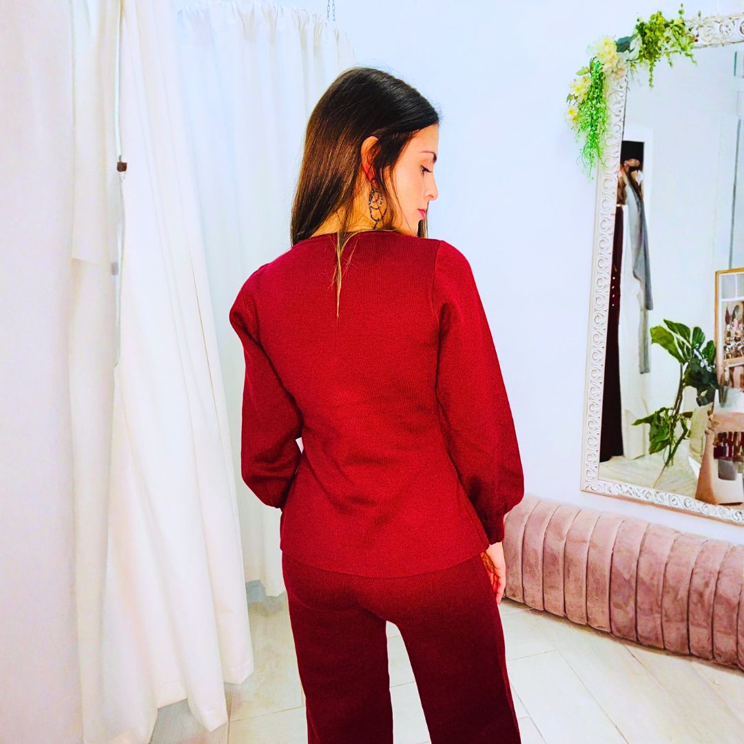 Conjunto de Punto con Chaqueta Abotonada