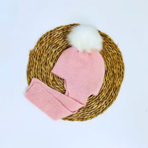 gorro bebé pompón rosa Yoedu