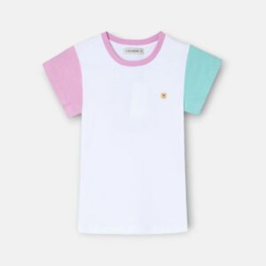 Camiseta Girl Mangas Bicolor Blanca Silbon