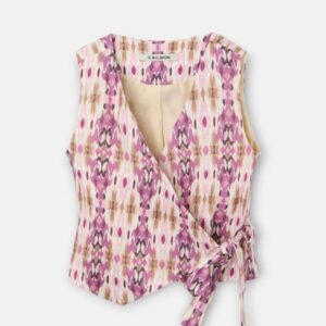 Chaleco Girl Lino Estampado Ikat Rosas Silbon