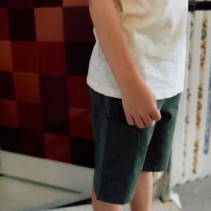 Bermudas Largas Cargo Sarga Cordón Verde Oscuro Zippy