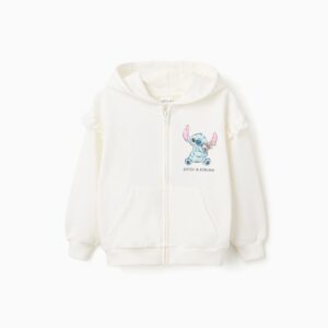 Chaqueta Algodón Capucha Estampados Stitch Blanco Zippy
