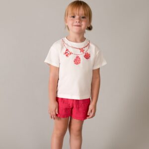 Conjunto Pantalón Corto Volantes Y Camiseta Estampada Amapola Mayoral