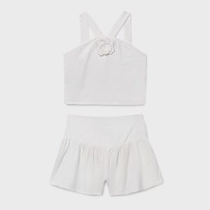 Conjunto Pantalón Corto Y Top Flor Crudo Mayoral