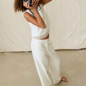 Conjunto Top Y Pantalón Cinta Bordada Crudo Mayoral