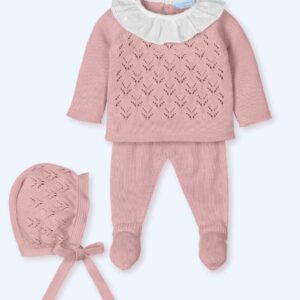 Conjunto 3 Piezas Canesú Cuello Plumeti Menguado CEREZAS