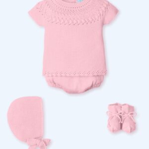 Conjunto 4 Piezas M/C Canesú Corto, Culotte y Patucos Menguado LIMONATA SEERSUKER