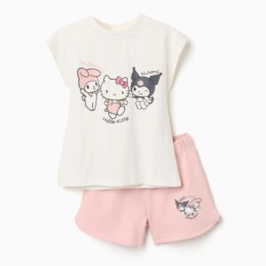 Camiseta + Pantalón Corto Algodón Kuromi Blanco/Rosa Zippy