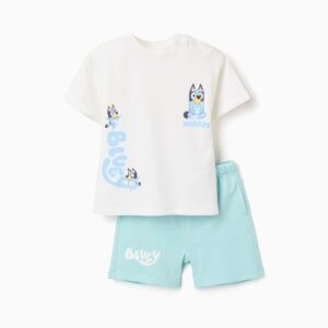 Camiseta + Pantalón Corto Bluey Blanco/Azul Zippy