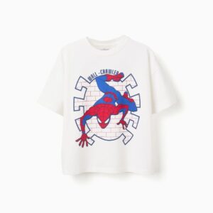 Camiseta Algodón Estampado Frontal Spider-Man Blanco Zippy