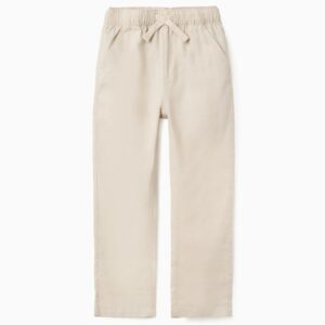Pantalón Recto Lino Cordón Beige Claro Zippy
