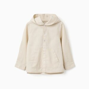 Camisa Manga Larga Lino Con Capucha Beige Zippy