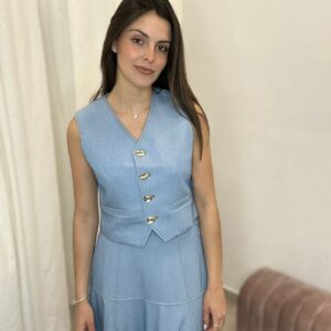 Chaleco Sastre "Celeste Sky" Con Botones Joya