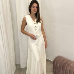 Falda Midi "Ivory Luxe" Con Corte Evasé