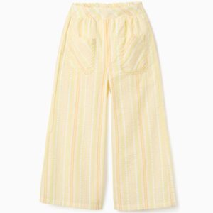 Pantalón Pierna Ancha Algodón Rayas Amarillo/Naranja Zippy