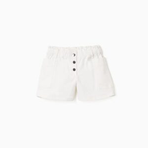 Pantalón Corto Sarga Bolsillos Cargo Blanco Zippy