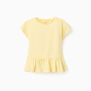 Camiseta Algodón Dobladillo Volantes Amarillo Zippy
