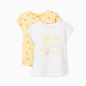 Set 2 camisetas Algodón Estampados Veraniegos Amarillo/Blanco Zippy