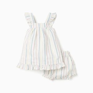Vestido + Cubrepañal Rayas Étnicas Multicolor Zippy