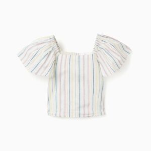 Blusa Corta Algodón Rayas Étnicas Multicolor Zippy