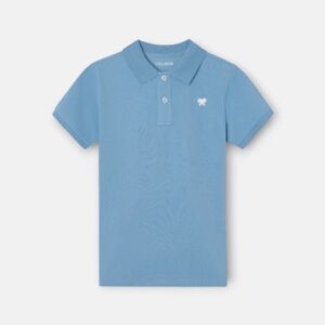 Polo Kids Liso Logo Rizo Azul Medio Silbon