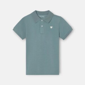 Polo Kids Liso Logo Rizo Verde Oscuro Silbon