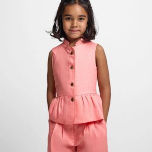 Top Girl Lino Botones Coral Silbon