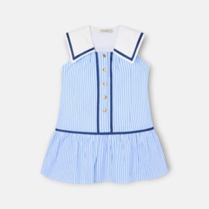 Vestido Girl Marinero Rayas Azules Silbon