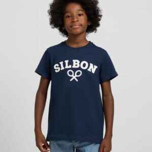 Camiseta Kids Raqueta Media Azul Marino Silbon