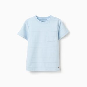 Camiseta Algodón Líneas Relieve Y Bolsillo Azul Zippy